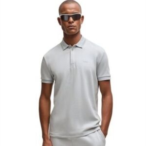 Hugo Boss Men's Light Gray Polo Shirt Size XL